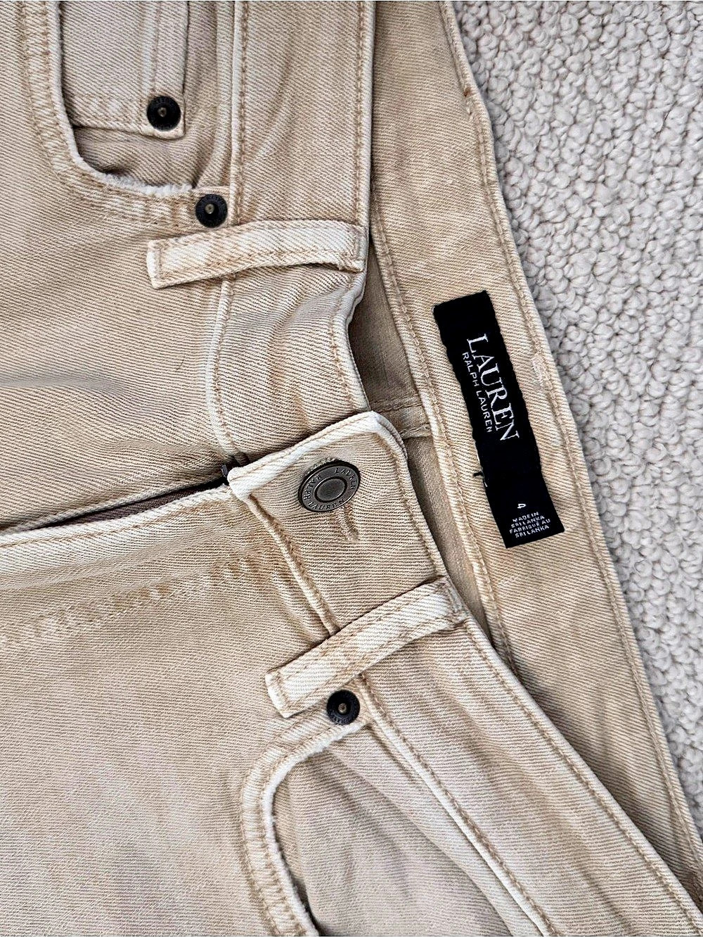 Lauren Ralph Lauren Women's Straight Leg Denim in Beige